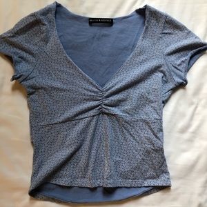 Brandy Melville short sleeve blue crop top